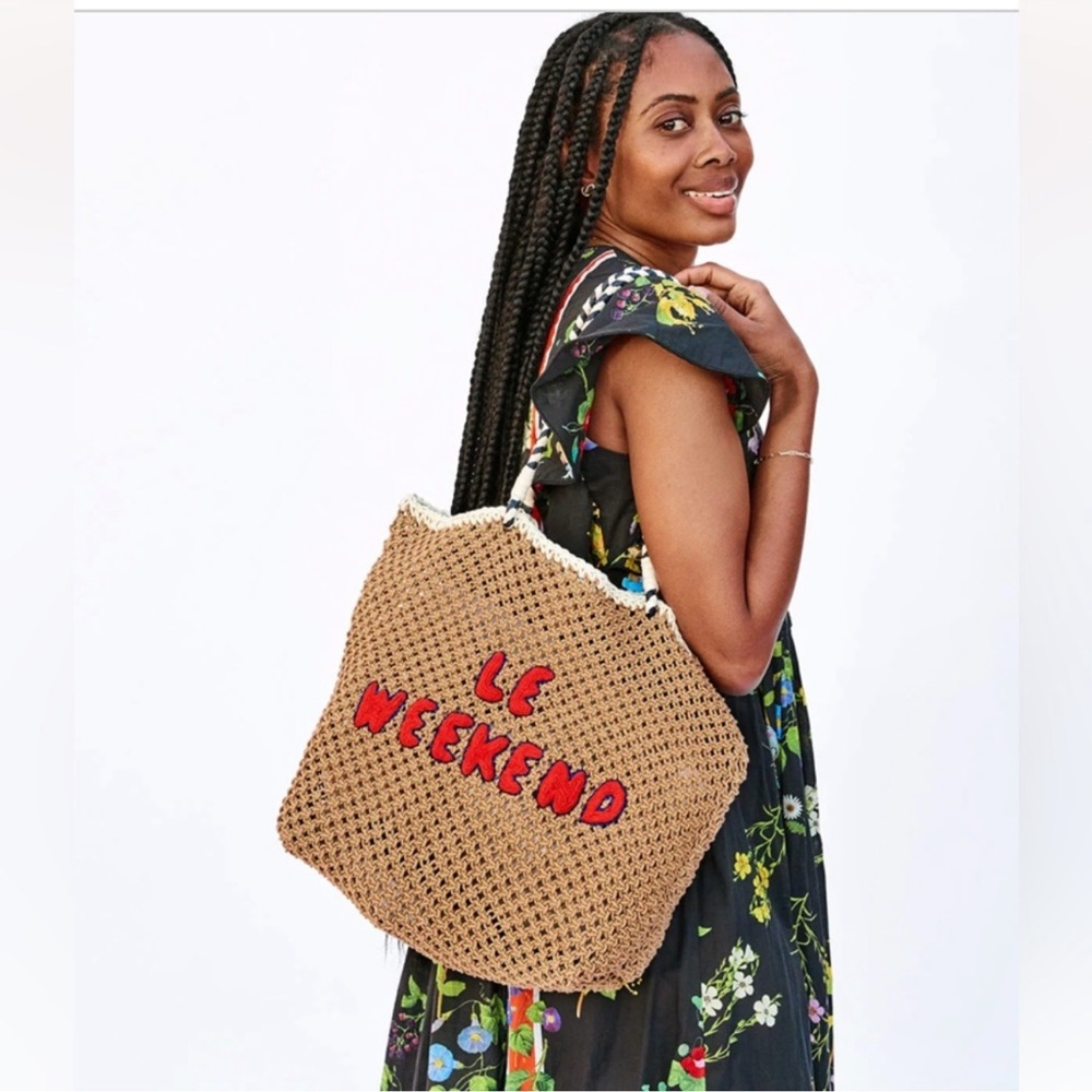Clare V Tan and Red Woven Tote Bag - Picture 2 of 8
